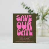 Papier Budget Unique Groovy 70s Rose Vert Save The Date (Debout devant)