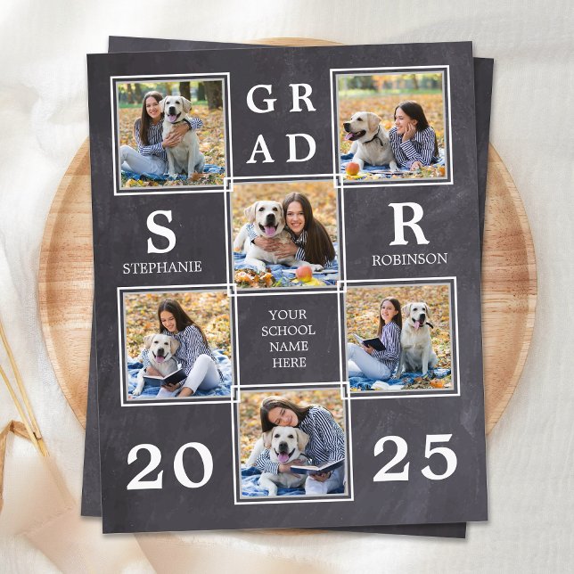 Papier Budget Unique Photo Collage Graduation Invitation (Créateur téléchargé)