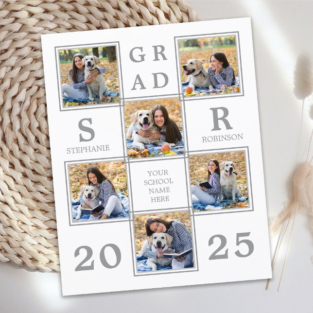 Papier Budget Unique Photo Collage Graduation Invitation (Créateur téléchargé)