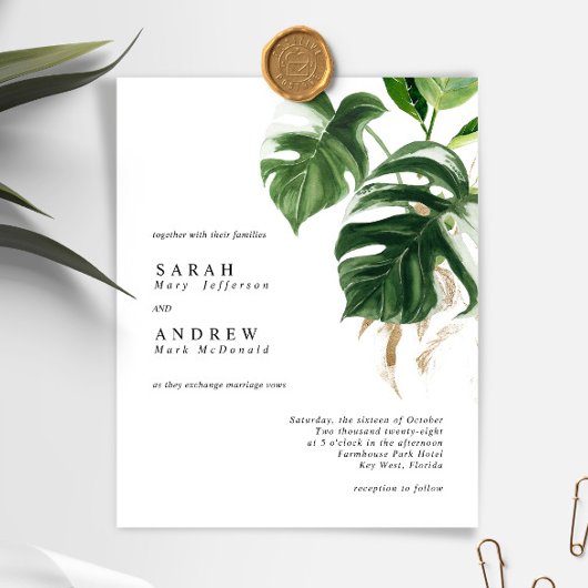 Papier BUDGET Végétation tropicale Invitation Mariage mod