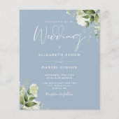 Papier Budget Verdure Dusty Blue Faire-part de mariage (Devant)