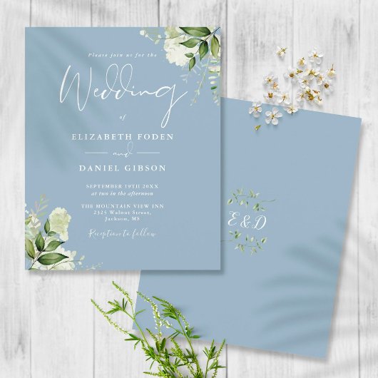 Papier Budget Verdure Dusty Blue Faire-part de mariage