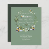 Papier BUDGET Verdure Eucalyptus Bees Mariage Invite (Devant / Derrière)
