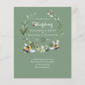 Papier BUDGET Verdure Eucalyptus Bees Mariage Invite (Devant)