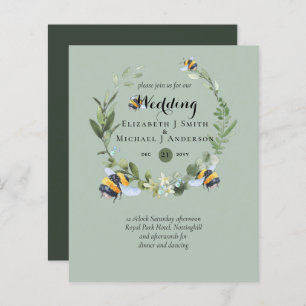 Papier BUDGET Verdure Eucalyptus Bees Mariage Invite