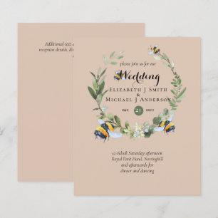 Papier BUDGET Verdure Eucalyptus Bees Mariage Invite