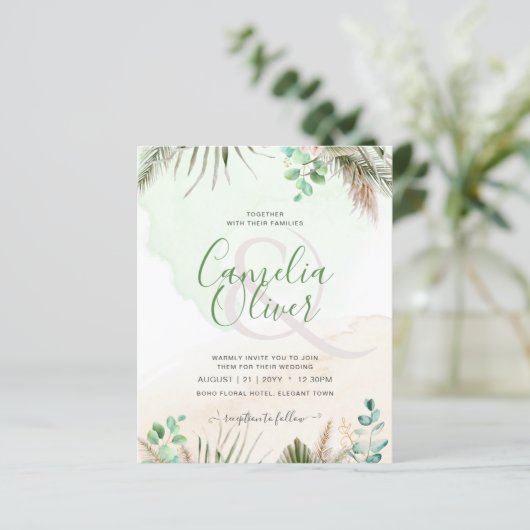 Papier BUDGET Verdure Eucalyptus Pampas Mariage en herbe (Debout devant)