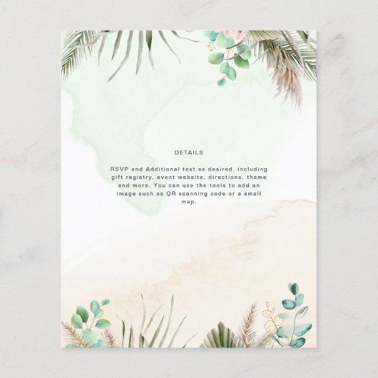 Papier BUDGET Verdure Eucalyptus Pampas Mariage en herbe (Dos)