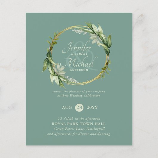 Papier BUDGET Verdure Wreath Wedding Invitations (Devant)