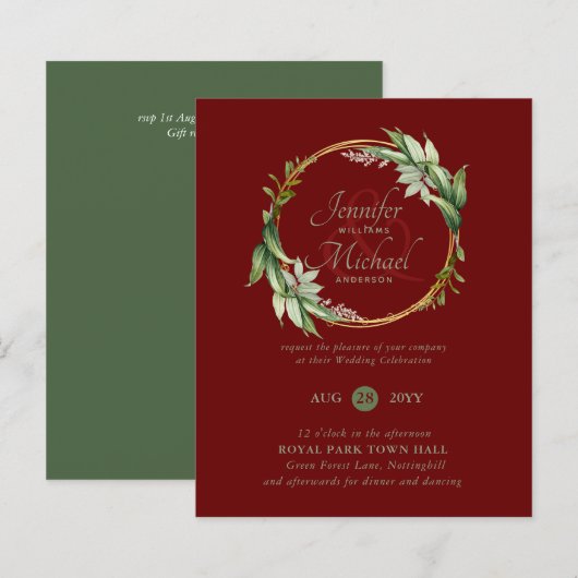 Papier BUDGET Verdure Wreath Wedding Invitations (Devant / Derrière)