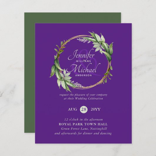 Papier BUDGET Verdure Wreath Wedding Invitations (Devant / Derrière)