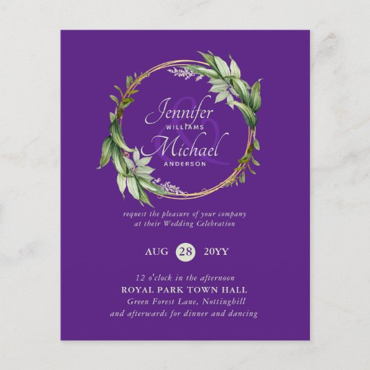 Papier BUDGET Verdure Wreath Wedding Invitations (Devant)
