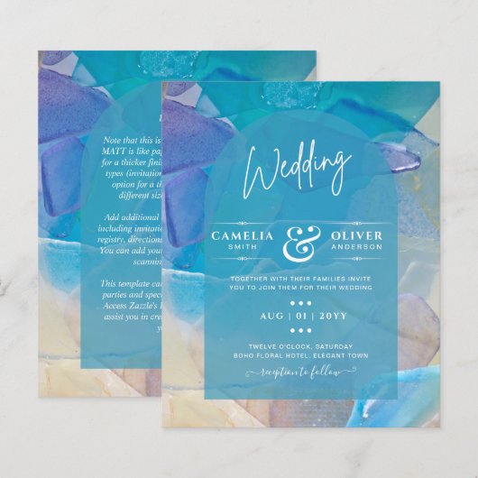 Papier BUDGET Verre de mer Turquoise Blue Ocean Beach Mar (Devant / Derrière)