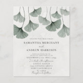 Papier Budget Vert Aquarelle Ginkgo Faire-part de mariage (Devant)