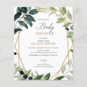 Papier Budget Vert Baby shower géométrique Invitation (Devant)
