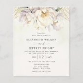 Papier Budget Vert Blanc Floral Mariage Invitations (Devant)