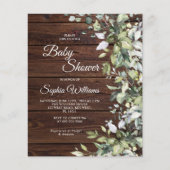 Papier Budget Vert Bois Rustique Baby shower Invitation (Devant)