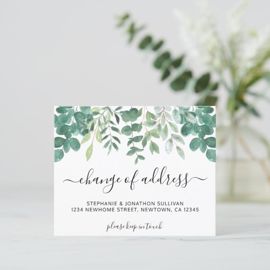 Papier Budget Vert Changement D'Adresse Faire-part (Debout devant)