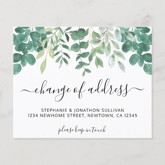 Papier Budget Vert Changement D'Adresse Faire-part (Devant)