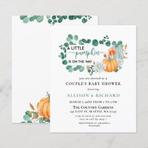Papier Budget vert Citrouille Baby shower Invitation