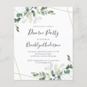 Papier Budget Vert Divorce Fête Invitation (Devant)