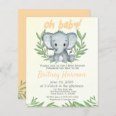 Papier Budget Vert Eléphant Baby shower neutre (Devant / Derrière)