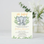 Papier Budget Vert Eléphant Baby shower neutre (Debout devant)