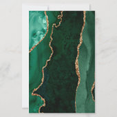 Papier Budget Vert Émeraude Or Agate Marbre Mariage (Dos)