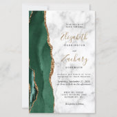 Papier Budget Vert Émeraude Or Agate Marbre Mariage (Devant)