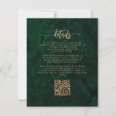 Papier Budget Vert Émeraude Or Floral Code QR Mariage (Dos)