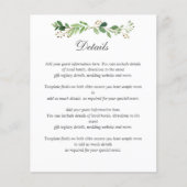 Papier BUDGET Vert Été Printemps Jardin DÉTAILS DE MARIAG (Devant)