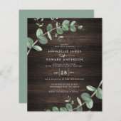 Papier budget vert eucalyptus bois foncé rustique mariage (Devant / Derrière)
