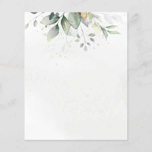 Papier Budget Vert Eucalyptus Mariage Enregistrer La Date (Dos)