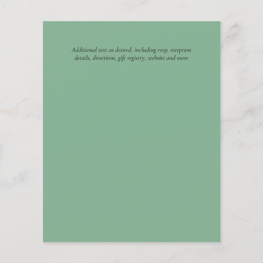 Papier Budget vert Eucalyptus Mariage Invite (Dos)