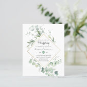 Papier Budget vert Eucalyptus Mariage Invite (Debout devant)