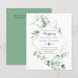 Papier Budget vert Eucalyptus Mariage Invite