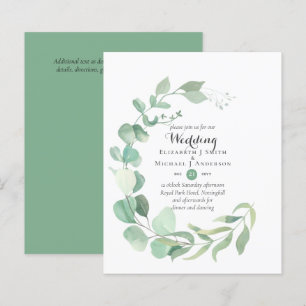 Papier Budget vert Eucalyptus Mariage Invite