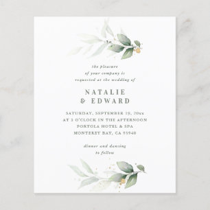 Papier budget vert Eucalyptus moderne mariage élégant