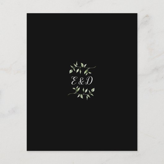 Papier Budget Vert Faire-part de mariage noir blanc (Dos)