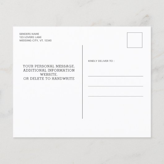 Papier Budget Vert Faire-part de mariage rustique (Dos)