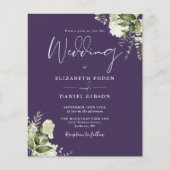 Papier Budget Vert Faire-part de mariage violet (Devant)