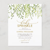 Papier Budget Vert Floral Baby Sprinkle Invitation (Devant)
