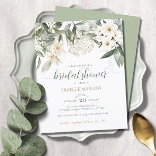 Papier Budget vert Floral Bridal Shower Invitation
