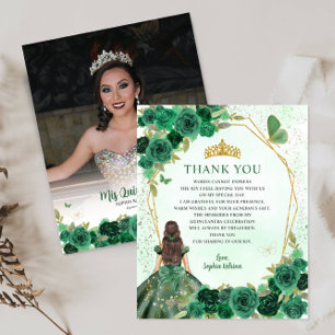Papier Budget Vert Floral Quinceañera Merci photo