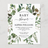 Papier Budget Vert Foliage Baby shower Invitation (Devant)
