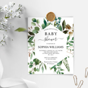 Papier Budget Vert Foliage Baby shower Invitation