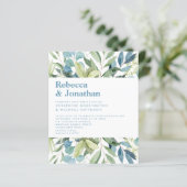 Papier Budget Vert Foliage Faire-part de mariage Bleu (Debout devant)