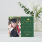 Papier Budget Vert Gold Formal Script Photo Graduation (Debout devant)