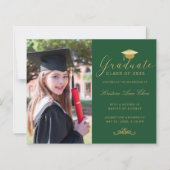 Papier Budget Vert Gold Formal Script Photo Graduation (Devant)