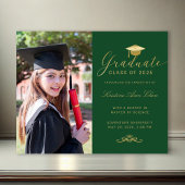 Papier Budget Vert Gold Formal Script Photo Graduation